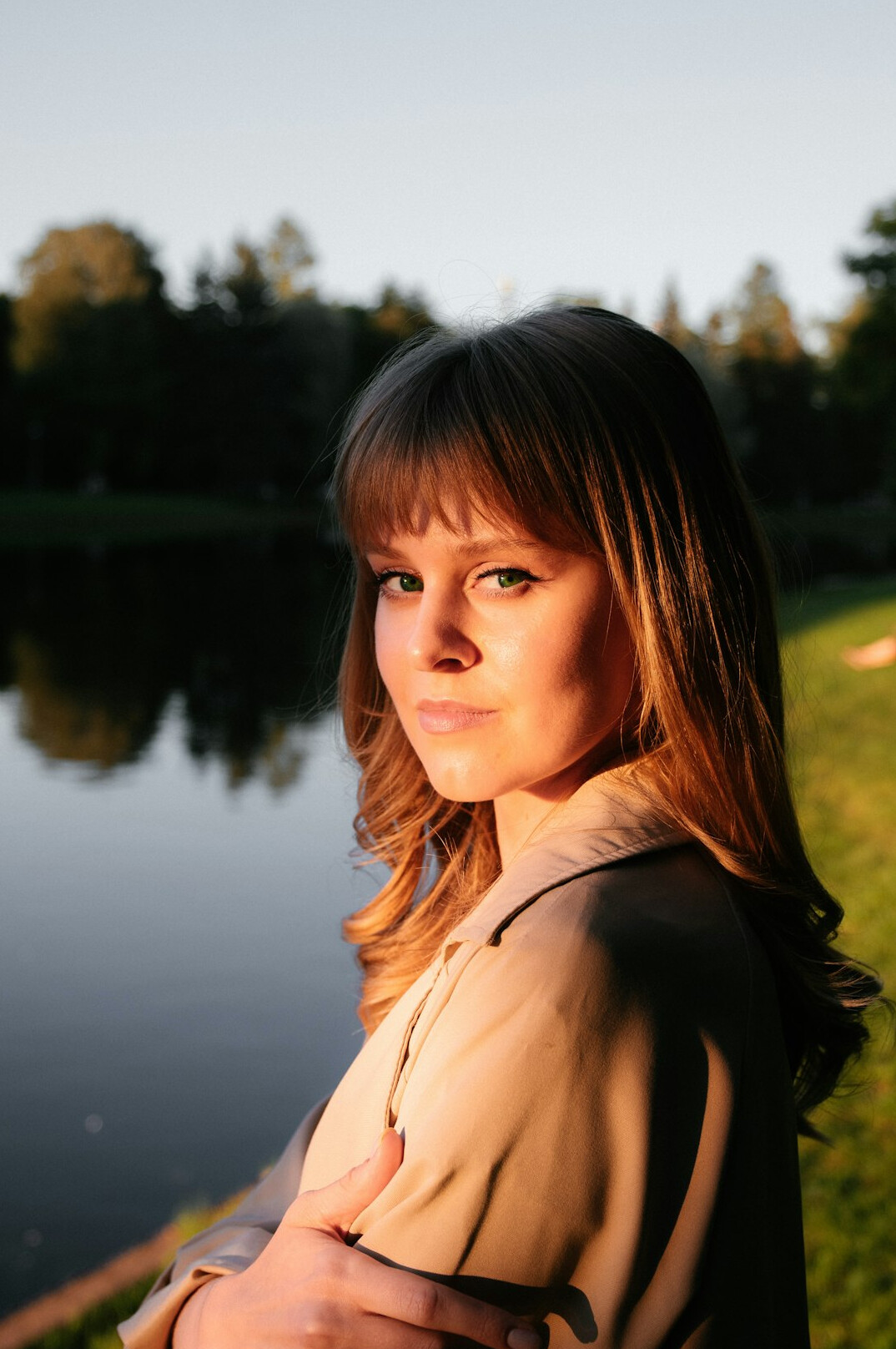 Portrait of a smiling woman with light brown hair